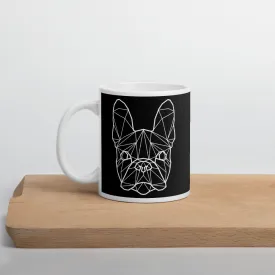 Frenchie Mug Black with White Polygon