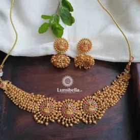 Golden Beads Lakshmi Choker