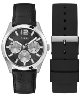 GUESS Mens Silver Tone Multi-function Watch Box Set