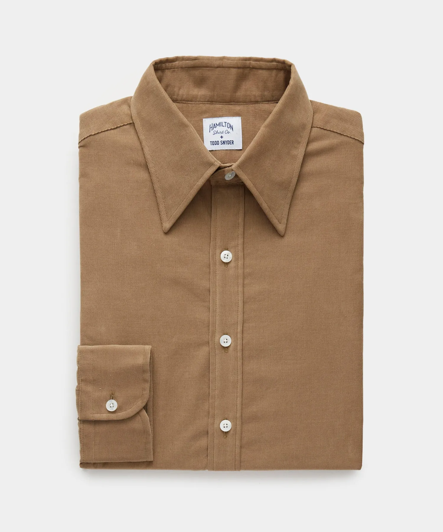 Hamilton   Todd Snyder Corduroy Long Point Collar Dress Shirt in Brown