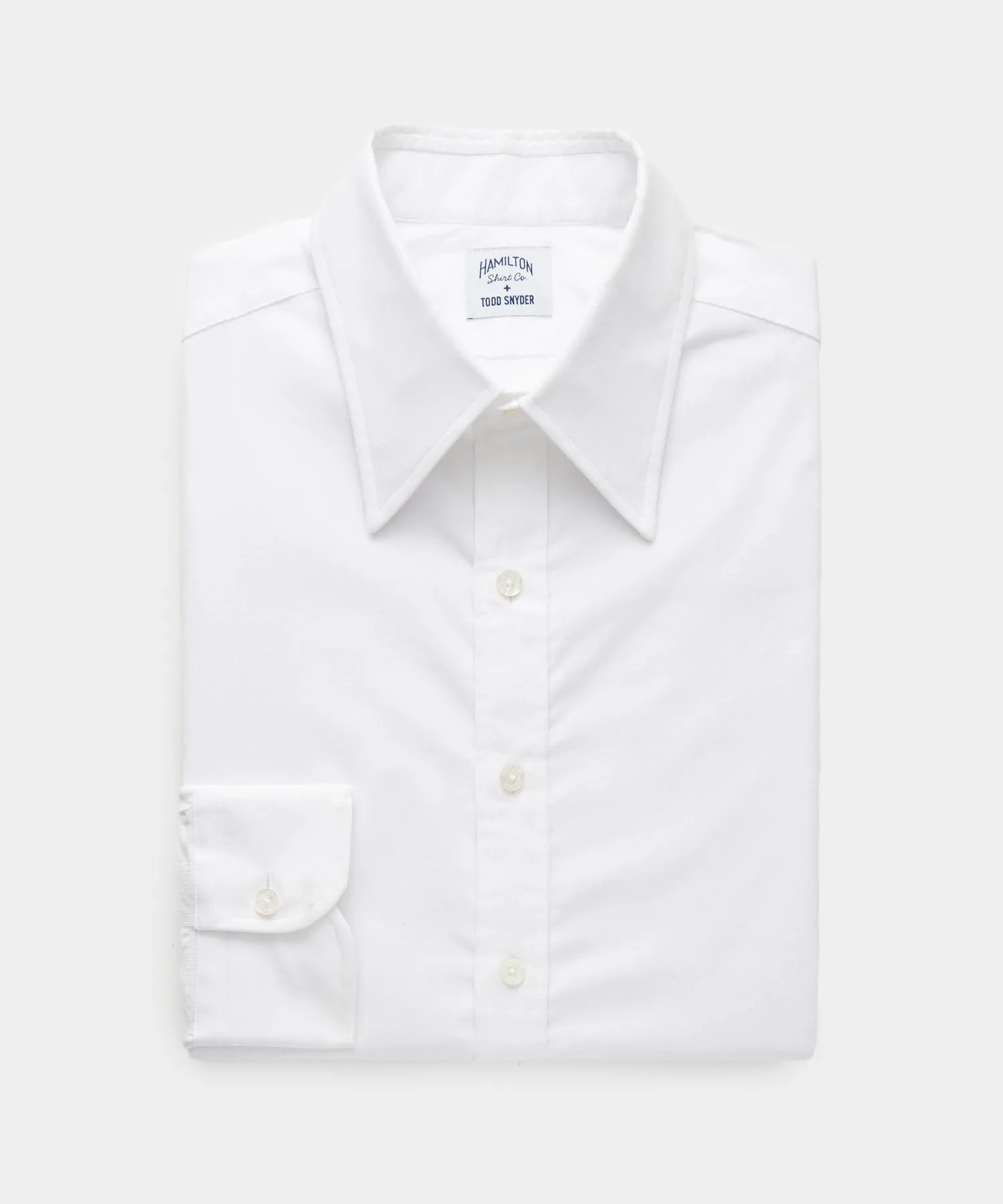 Hamilton   Todd Snyder Corduroy Long Point Collar Dress Shirt in White