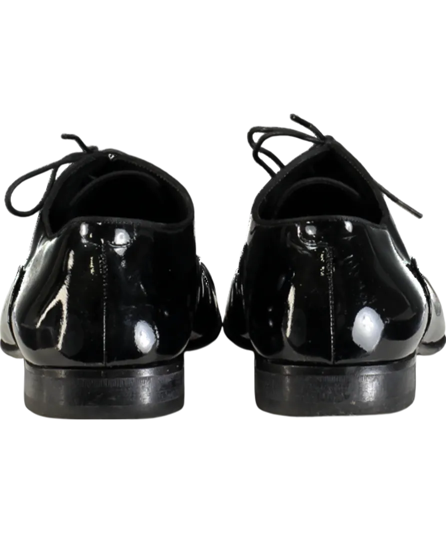 Hugo Boss Black Oxford Shoes In Patent Leather With Grosgrain Piping UK 9 EU 43 👞