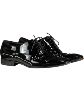 Hugo Boss Black Oxford Shoes In Patent Leather With Grosgrain Piping UK 9 EU 43 👞