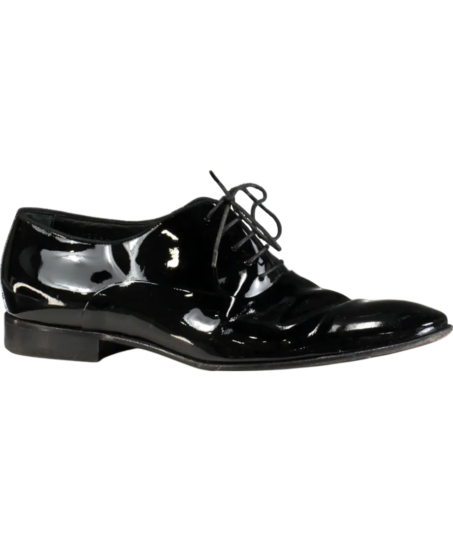 Hugo Boss Black Oxford Shoes In Patent Leather With Grosgrain Piping UK 9 EU 43 👞