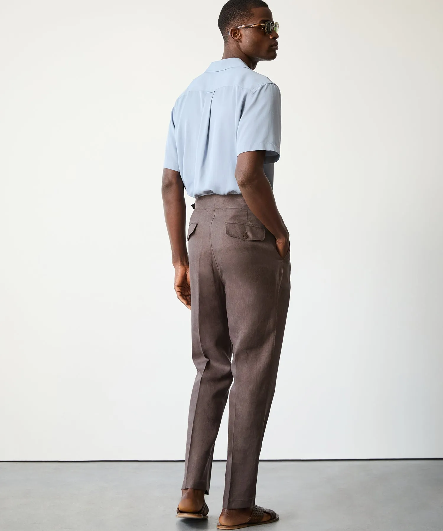 Dark Brown Irish Linen Gurkha Trousers