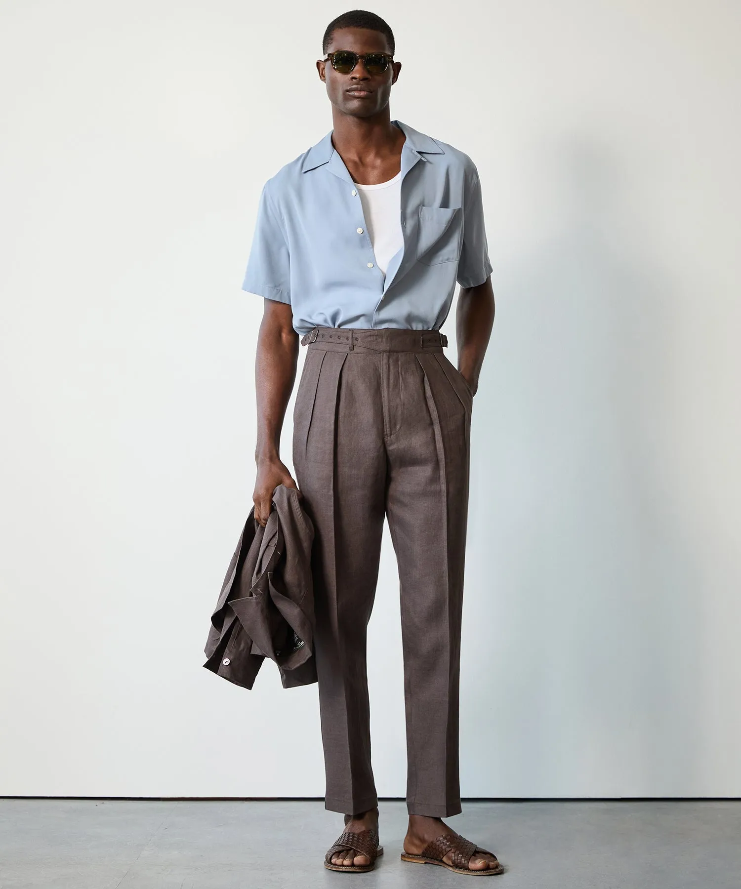 Dark Brown Irish Linen Gurkha Trousers