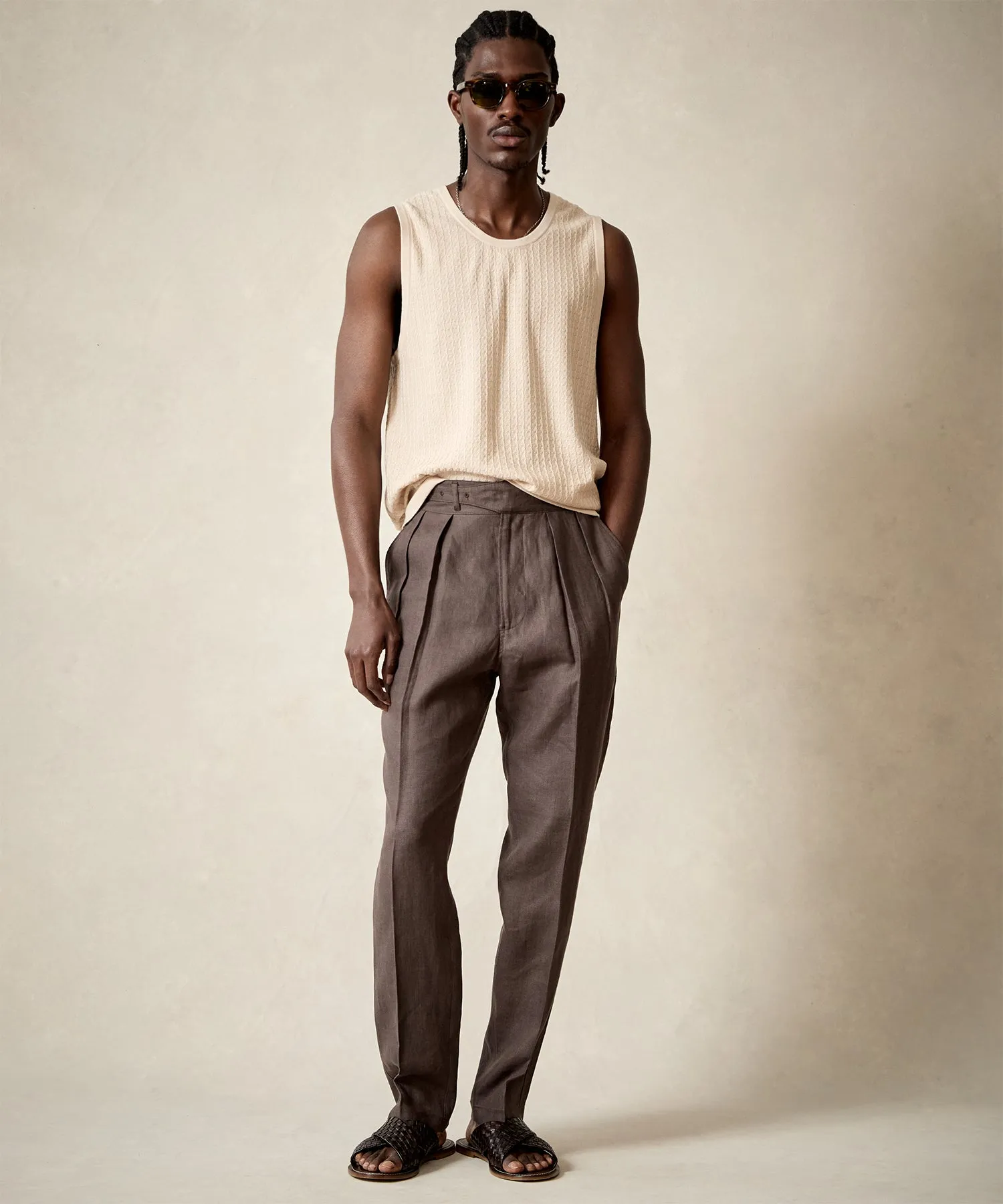 Dark Brown Irish Linen Gurkha Trousers