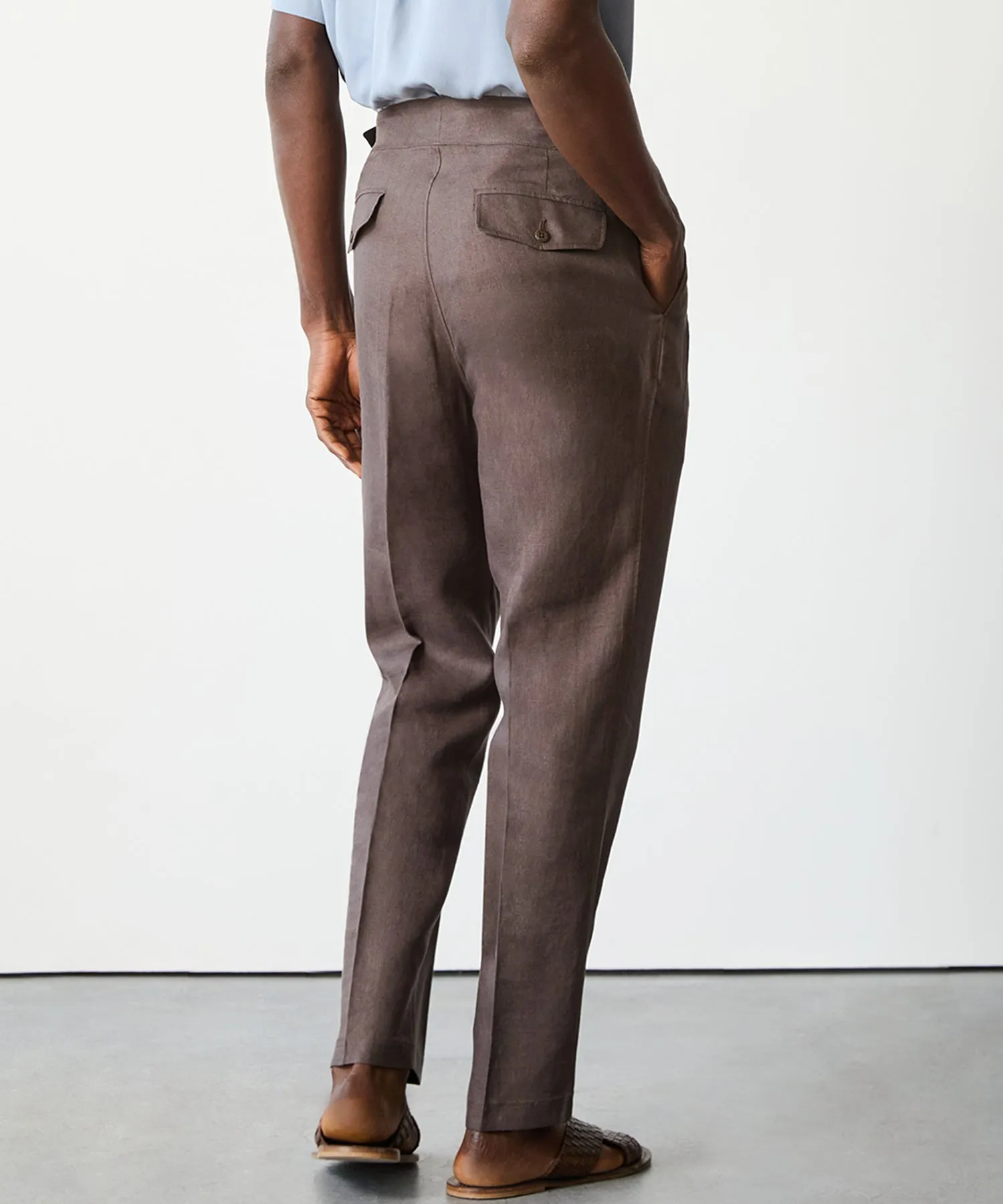 Dark Brown Irish Linen Gurkha Trousers