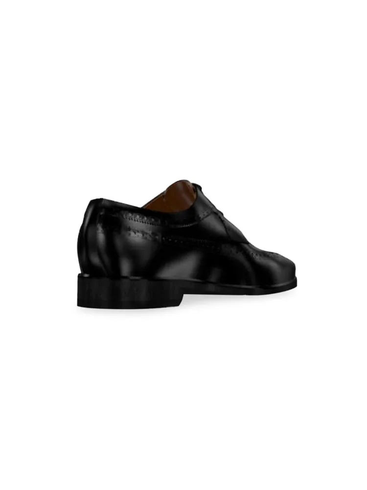 James Leather Nettleton Long Wing Dress Shoes, Black