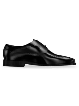 James Leather Nettleton Long Wing Dress Shoes, Black