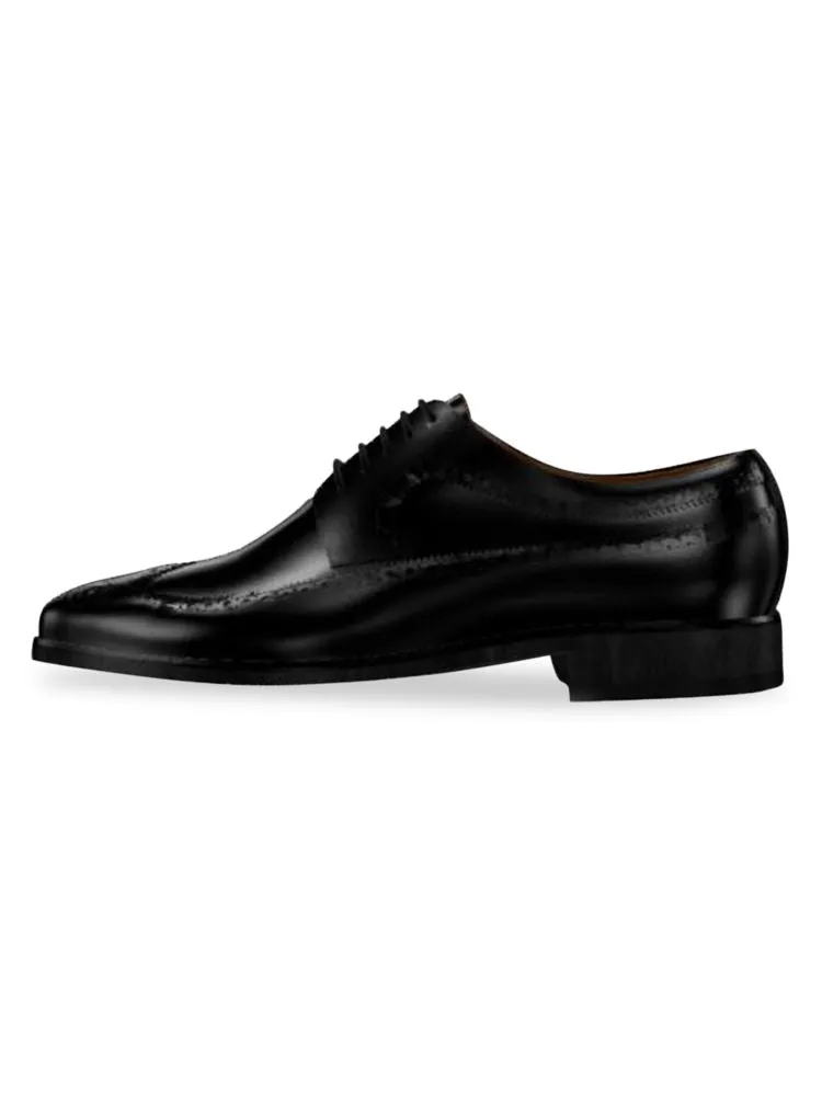 James Leather Nettleton Long Wing Dress Shoes, Black