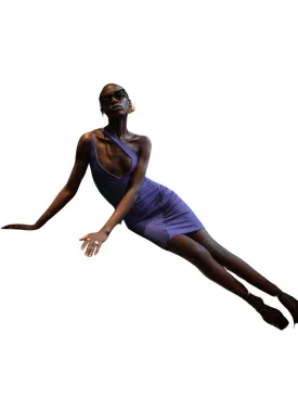 Lama Jouni V-Neck Double Strap Tube Dress Purple
