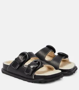 Marine Serre leather slides, black