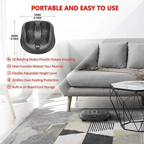 MEDCRX™ Shiatsu Foot Massager w/ Heat | 18 Nodes, Deep Kneading, Adjustable Height