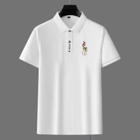Men's Polo Shirt - 100% Cotton - Regular Fit - Short Sleeve Ribbed Collar Casual Wear