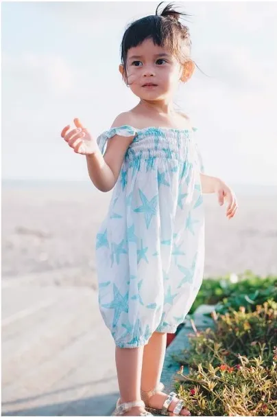 Romper Set in Aqua Starfish