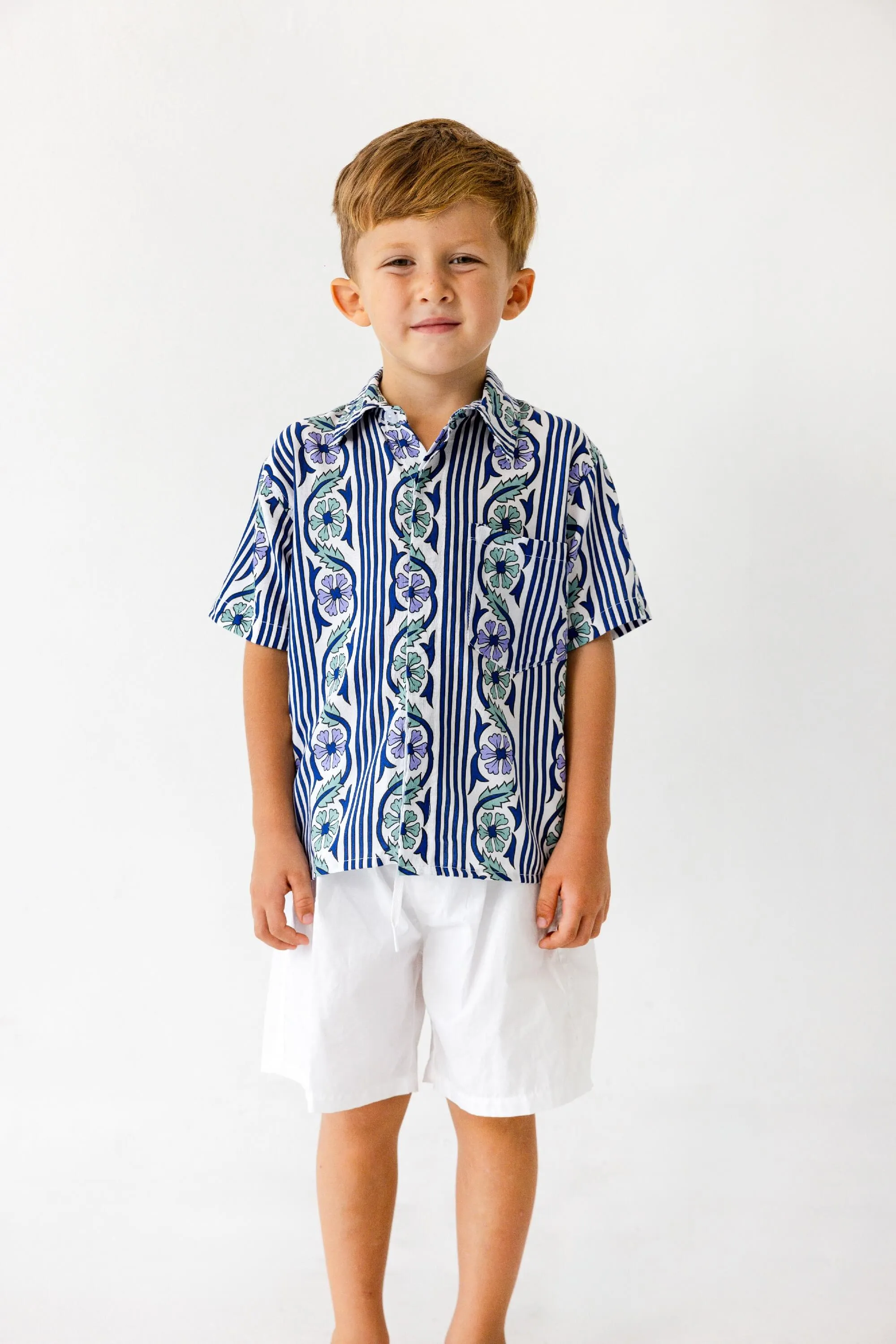 Shawn Shirt in Sunset Floral Stripes
