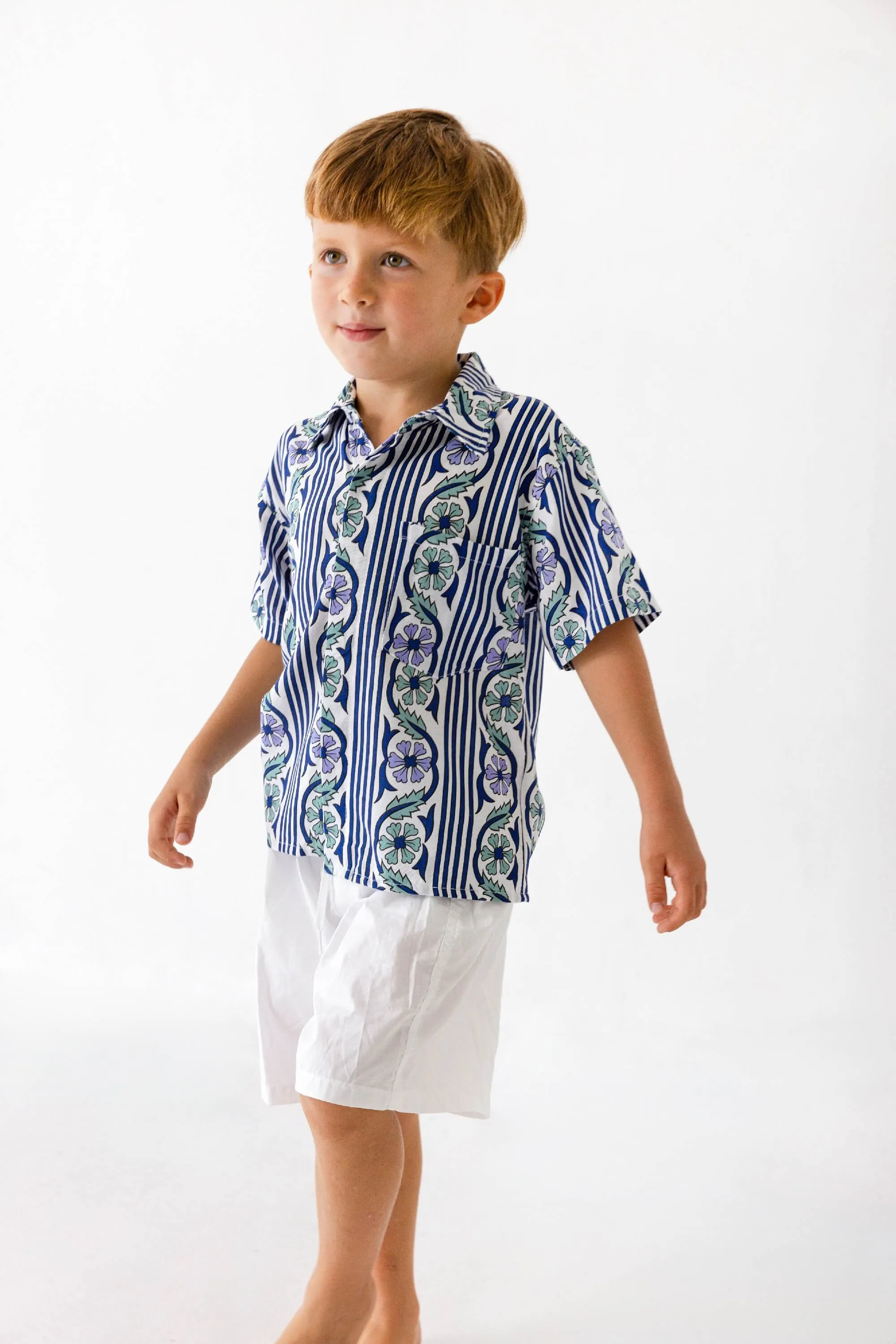 Shawn Shirt in Sunset Floral Stripes
