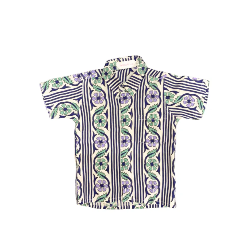 Shawn Shirt in Sunset Floral Stripes