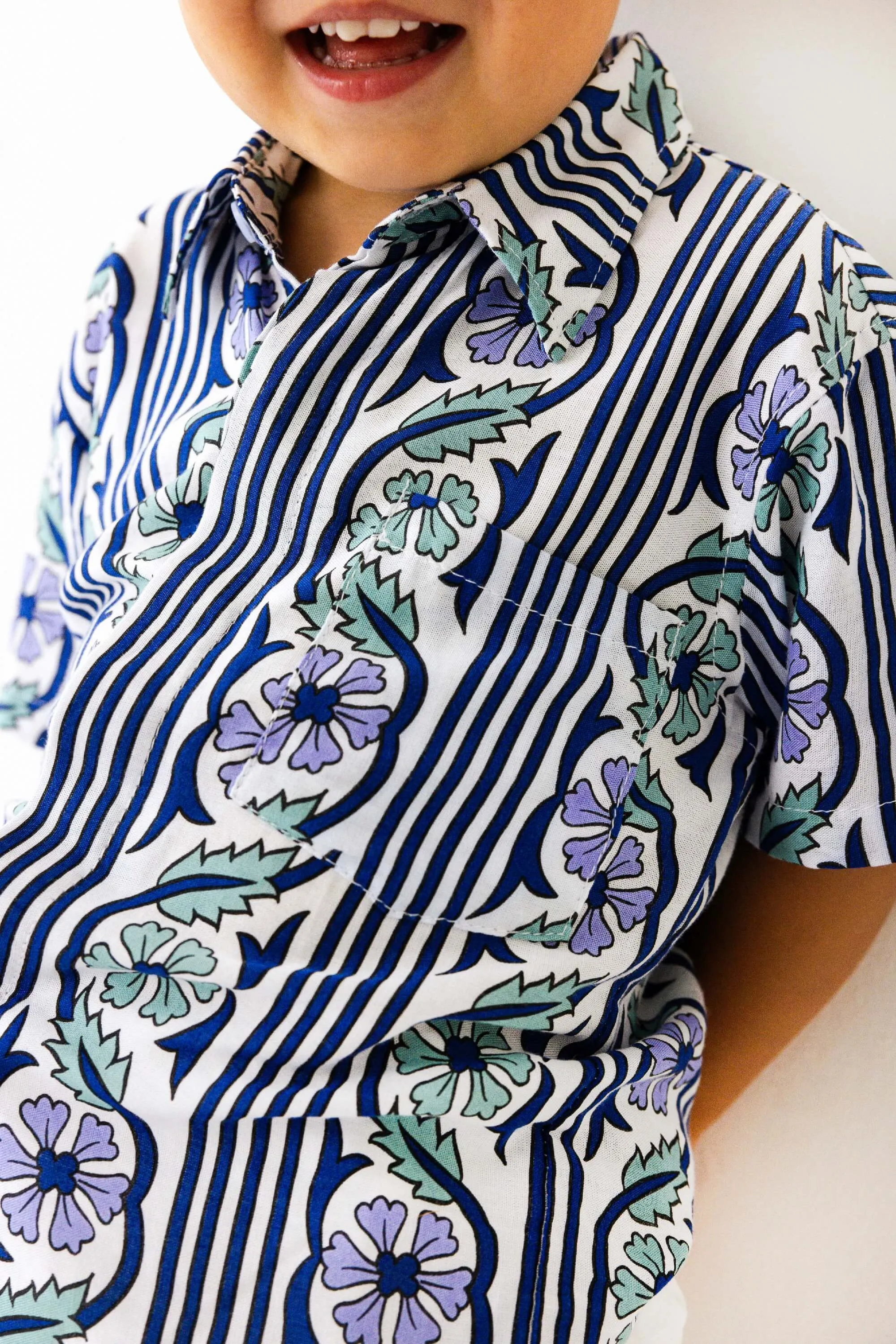 Shawn Shirt in Sunset Floral Stripes