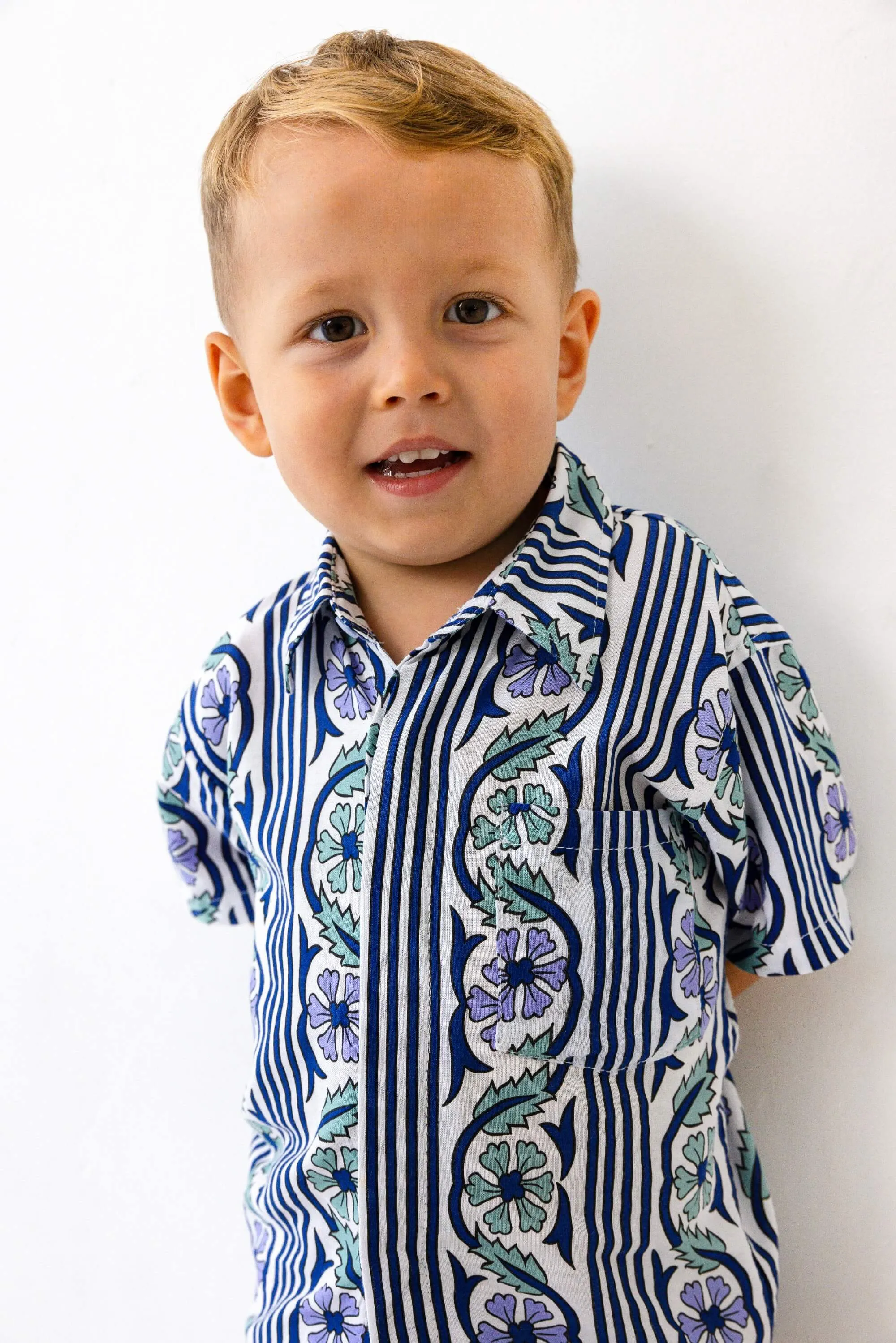 Shawn Shirt in Sunset Floral Stripes