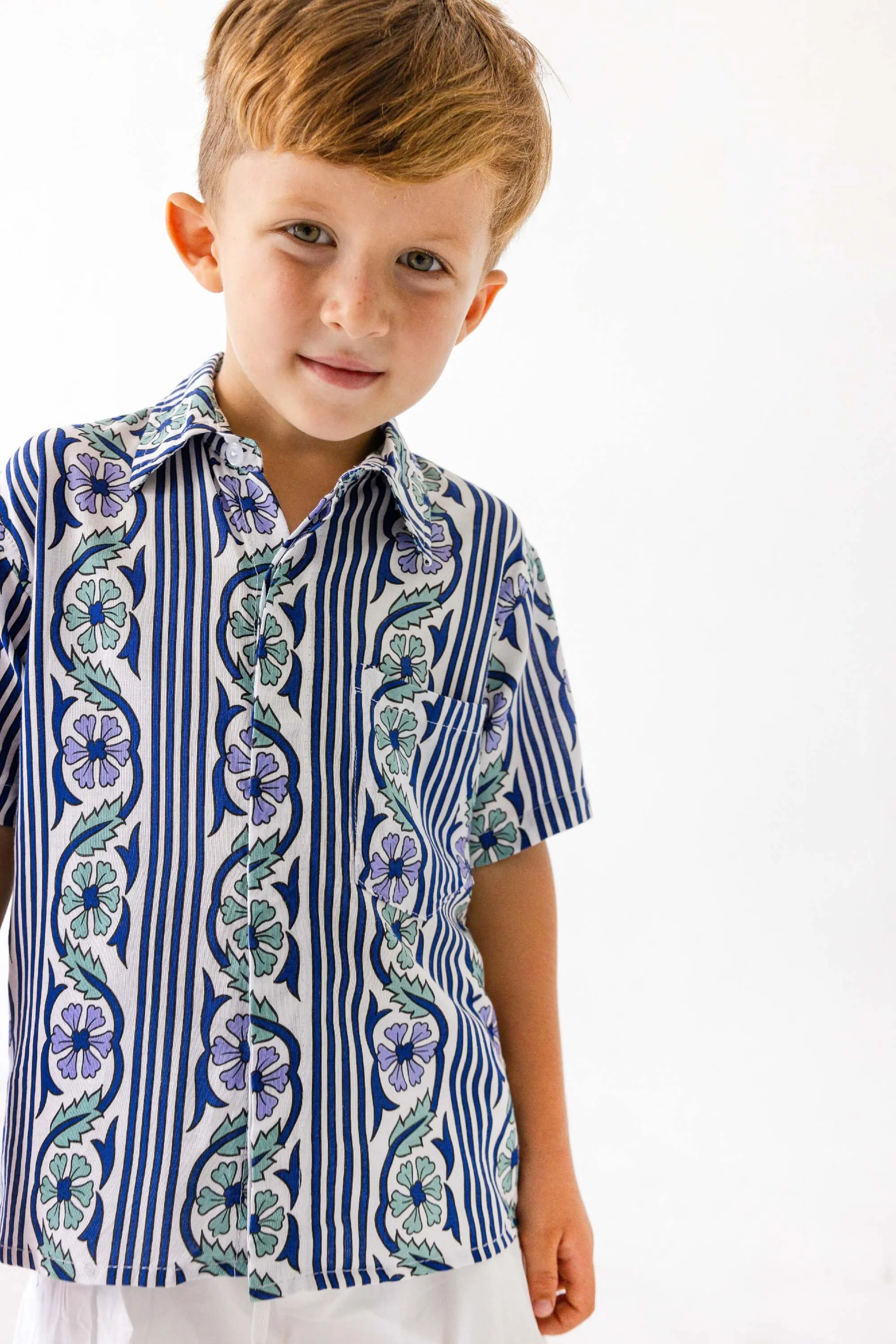 Shawn Shirt in Sunset Floral Stripes