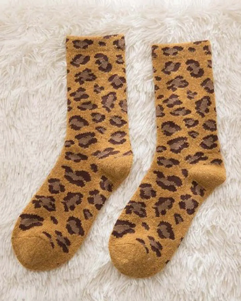 Soft Leopard Socks in Mustard