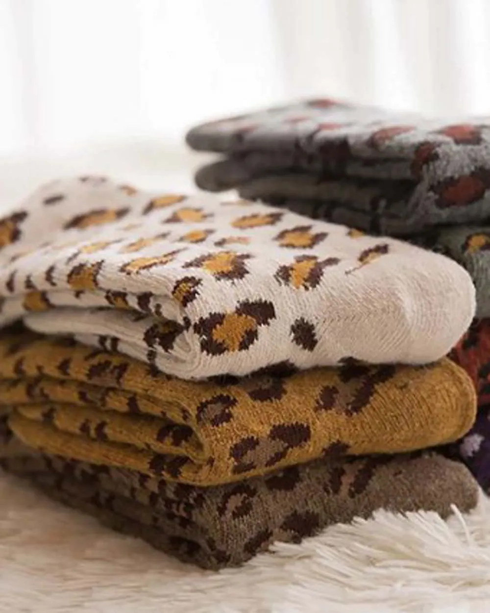 Soft Leopard Socks in Mustard