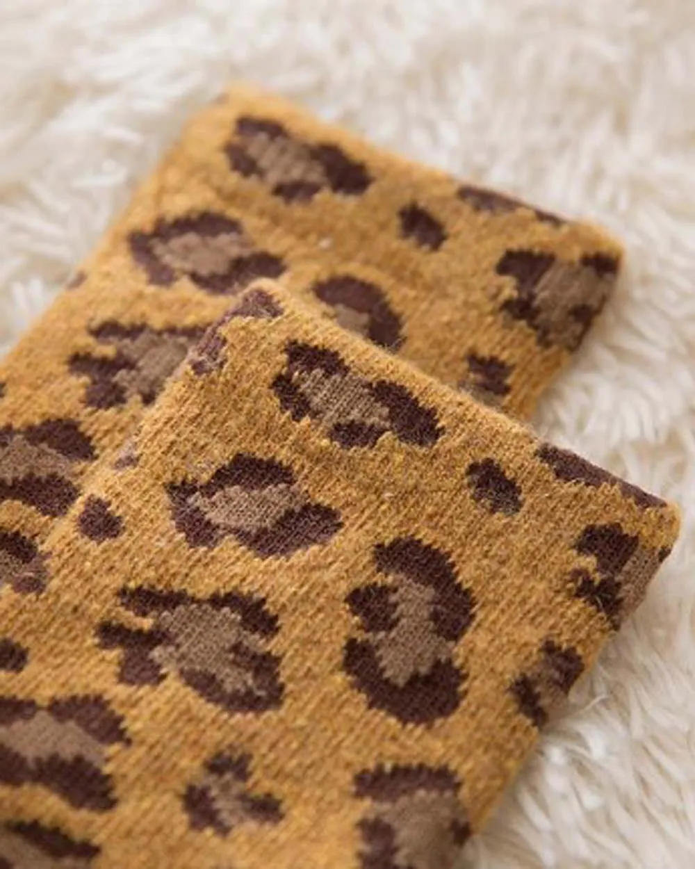 Soft Leopard Socks in Mustard