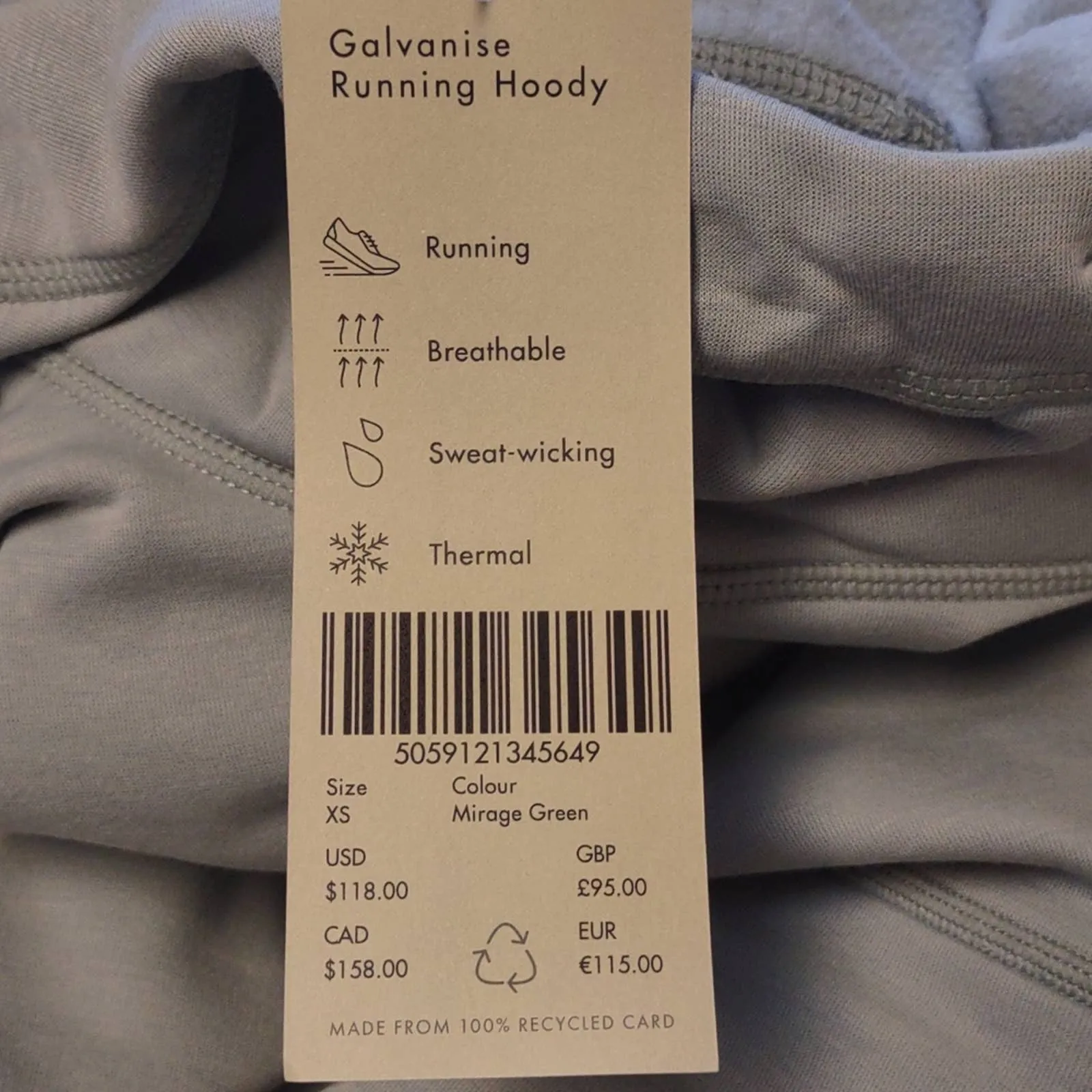 Sweaty Betty Galvanise Running Hoodie Sweatshirt XS Green