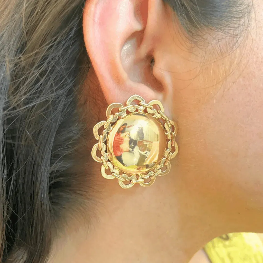 TFC Heart Disc Studs Gold Plated Stud Earrings