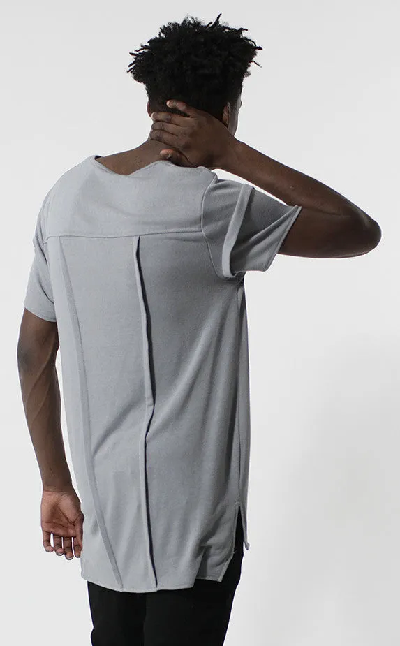 Unknown Gray Elongated Fashion Designer Tee
