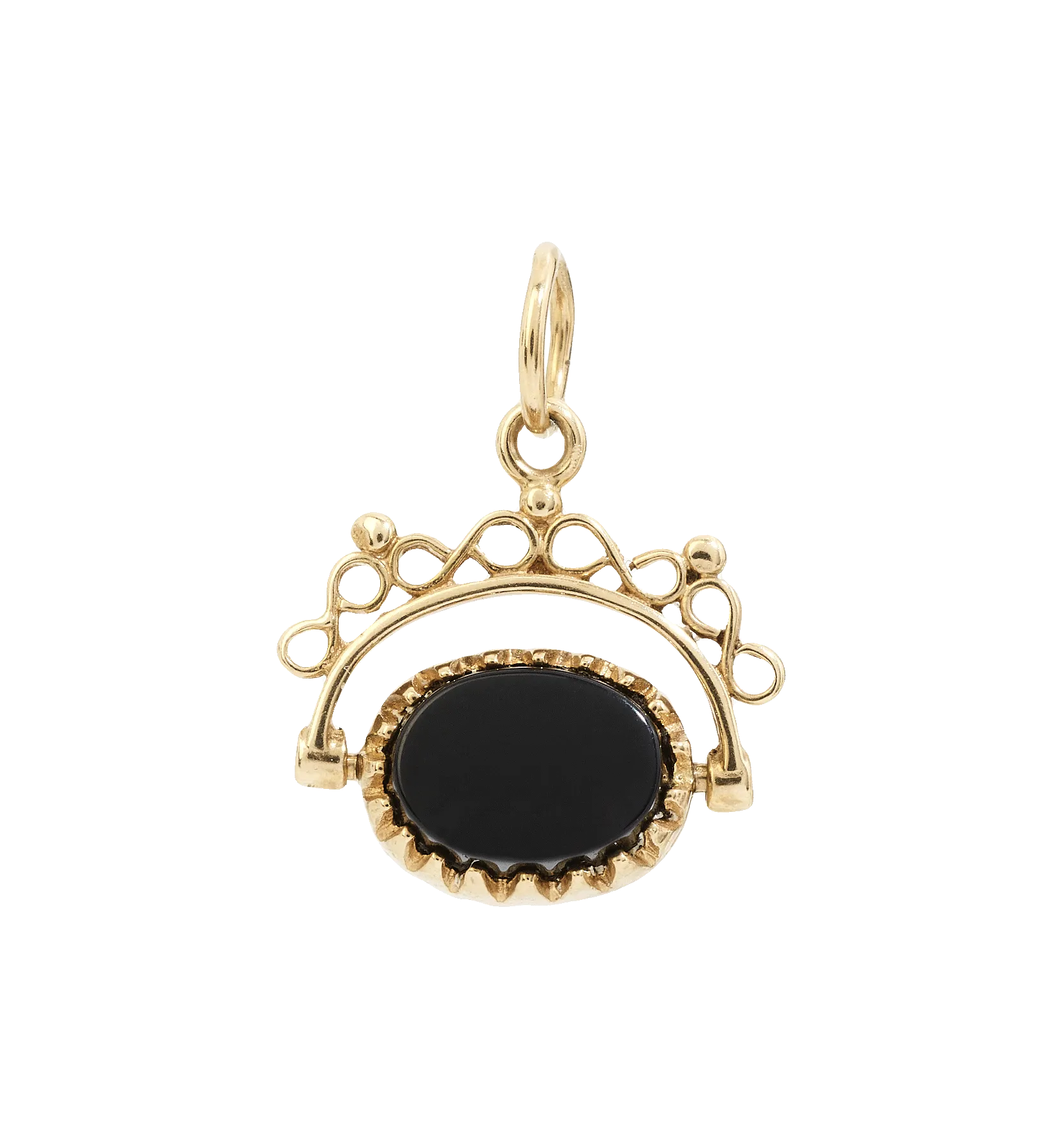 Vintage Onyx Flip A Coin Charm