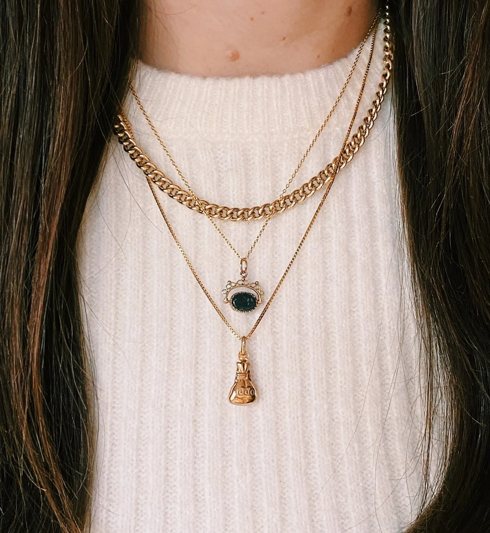 Vintage Onyx Flip A Coin Charm