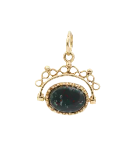 Vintage Onyx Flip A Coin Charm