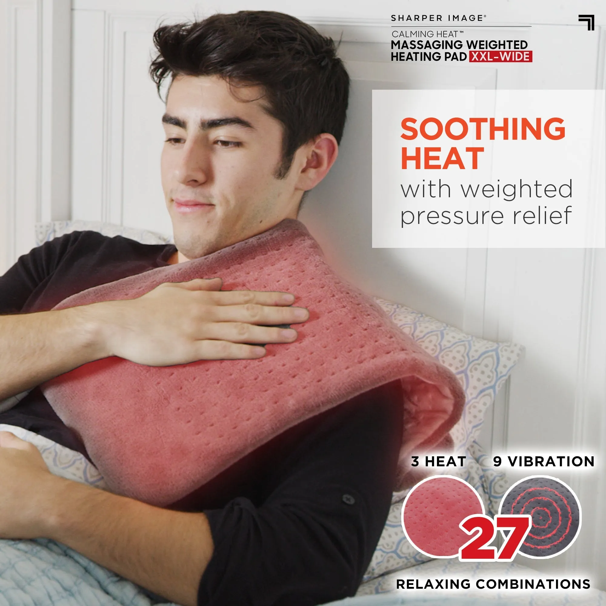 Weighted Massaging Heating Pad Deluxe XXL By Sharper Image