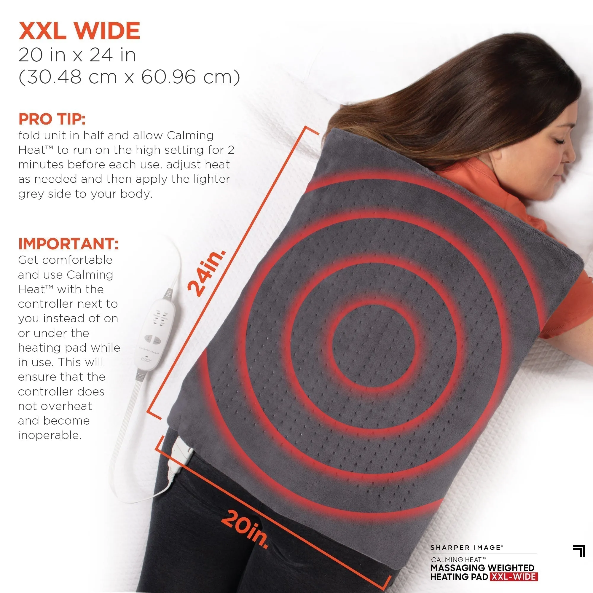 Weighted Massaging Heating Pad Deluxe XXL By Sharper Image