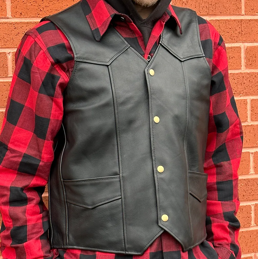 Western Style Leather Waistcoat by Fat Skeleton