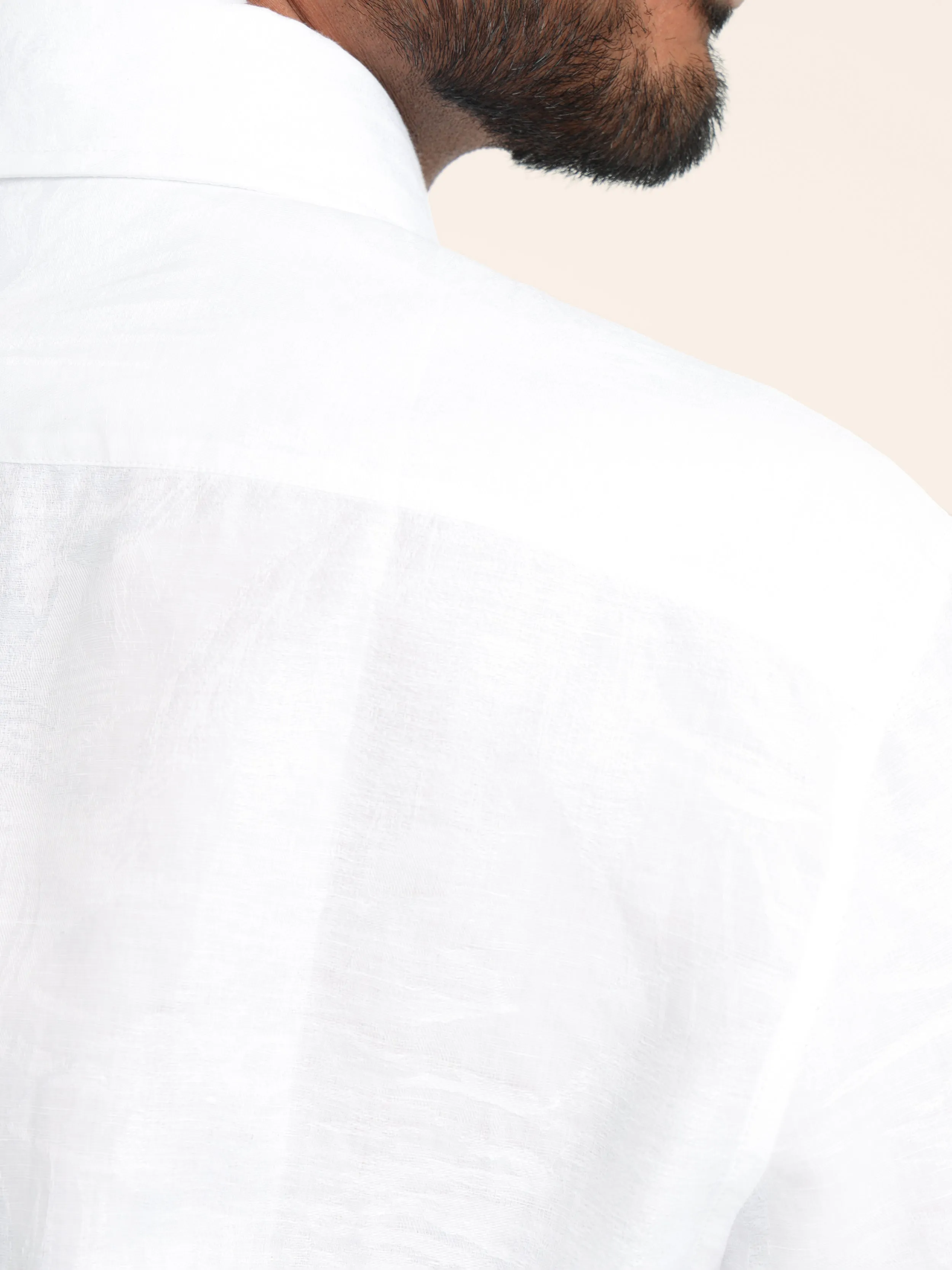 White Palm Jacquard Linen-Cotton Shirt