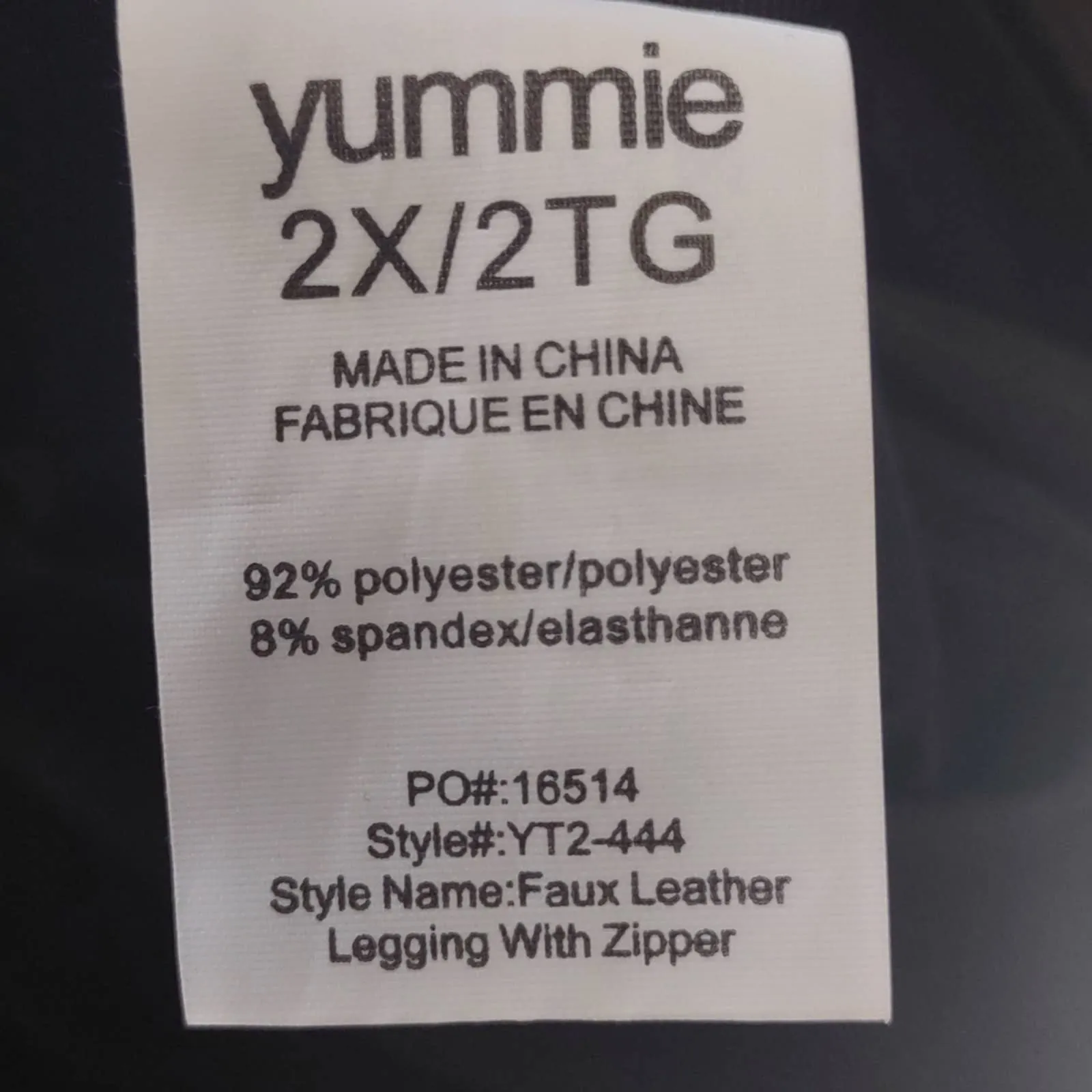 Yummie Faux Leather Leggings with Ankle Zipper Black